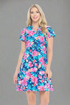 Natalia Tiered Floral Dress Navy
