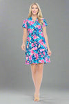 Natalia Tiered Floral Dress Navy