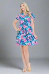Natalia Tiered Floral Dress Navy