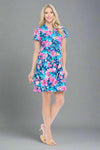 Natalia Tiered Floral Dress Navy