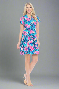 Natalia Tiered Floral Dress Navy