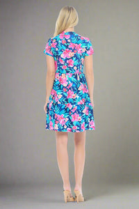 Natalia Tiered Floral Dress Navy
