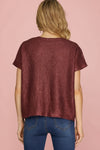 V-Neck Metallic Top - Burgundy