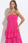 Smocked Two Way Dress Skirt - Fuchsia