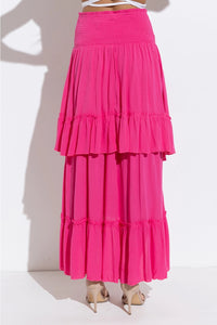 Smocked Two Way Dress Skirt - Fuchsia