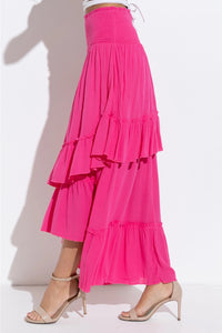 Smocked Two Way Dress Skirt - Fuchsia