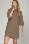 Half Sleeve Turtle Neck Dress - Mocha
