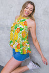 Flowy Halter Top Yellow Floral