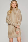 Mock Neck Sweater Dress - Taupe
