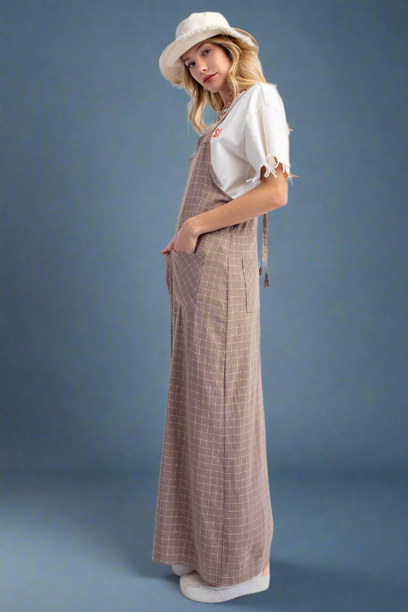Checkered Jumpsuit - Mushroom