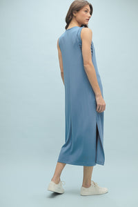 Two Piece Button Down Dress - Blue