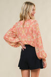 Sheer Top With Cami Coral