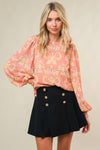 Sheer Top With Cami Coral
