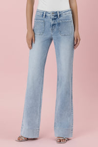 High Rise Trouser Hem Flare Jean - LV29