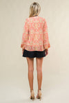 Sheer Top With Cami Coral