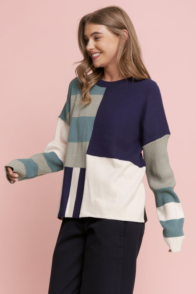 Mixed Color Stripe Sweater