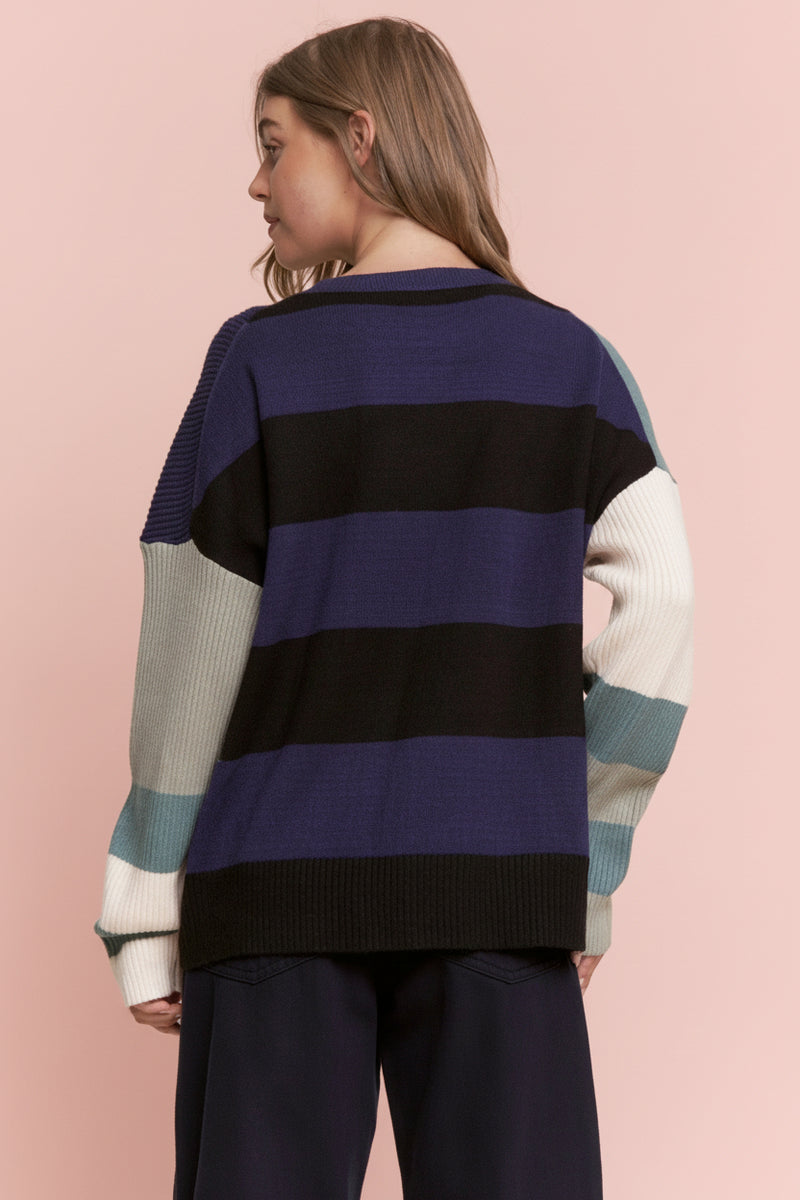 Mixed Color Stripe Sweater
