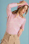 Mock Neck Floral Top - Pink