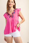 Cotton Embroidered Top Pink