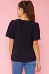 Top With Crotchet Contrast Black