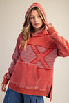 Stripe Mix Hoodie - Red