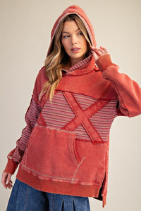 Stripe Mix Hoodie - Red
