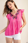 Cotton Embroidered Top Pink