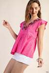 Cotton Embroidered Top Pink