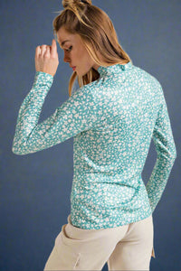 Mock Neck Floral Top - Sage