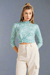 Mock Neck Floral Top - Sage