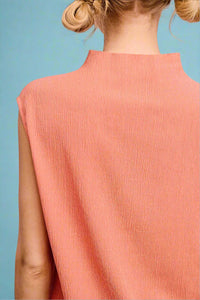 Crinkled Fabric Sleeveless Top - Peach