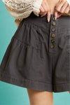 Ruched High Waist Shorts Charcoal