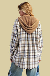 Plaid Button Down Shacket - Mocha