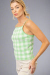 Plaid Knit Tank - Apple Green