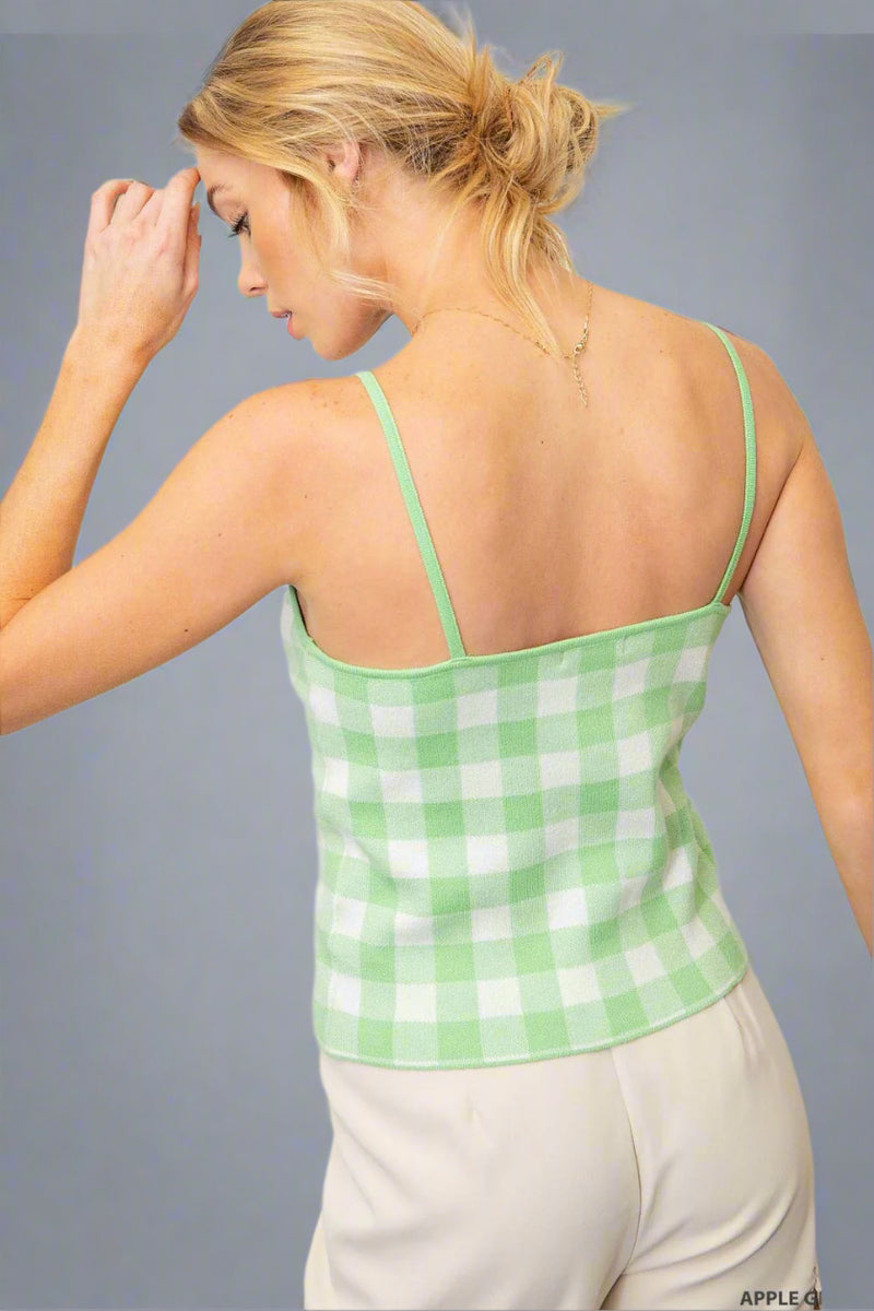 Plaid Knit Tank - Apple Green