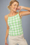 Plaid Knit Tank - Apple Green