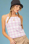 Plaid Knit Tank - Lavender
