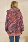 Floral Printed Fleece Hoodie - Mauve