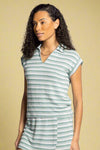 Yori Terry Cloth Striped Top Green