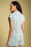 Yori Terry Cloth Striped Top Green