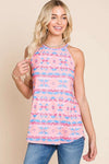 Vintage Aztec Print Tank Peach