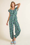 Floral Jumpsuit With Pockets Green