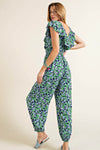 Floral Jumpsuit With Pockets Green
