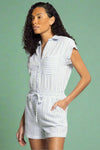 Marina Textured Tie Waist Romper - Green