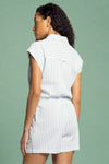 Marina Textured Tie Waist Romper - Green