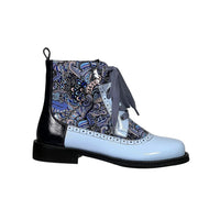 Chelsea Paisley Lace up Bootie - Blue