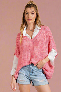 Oversized Boxy Sweater - Pink