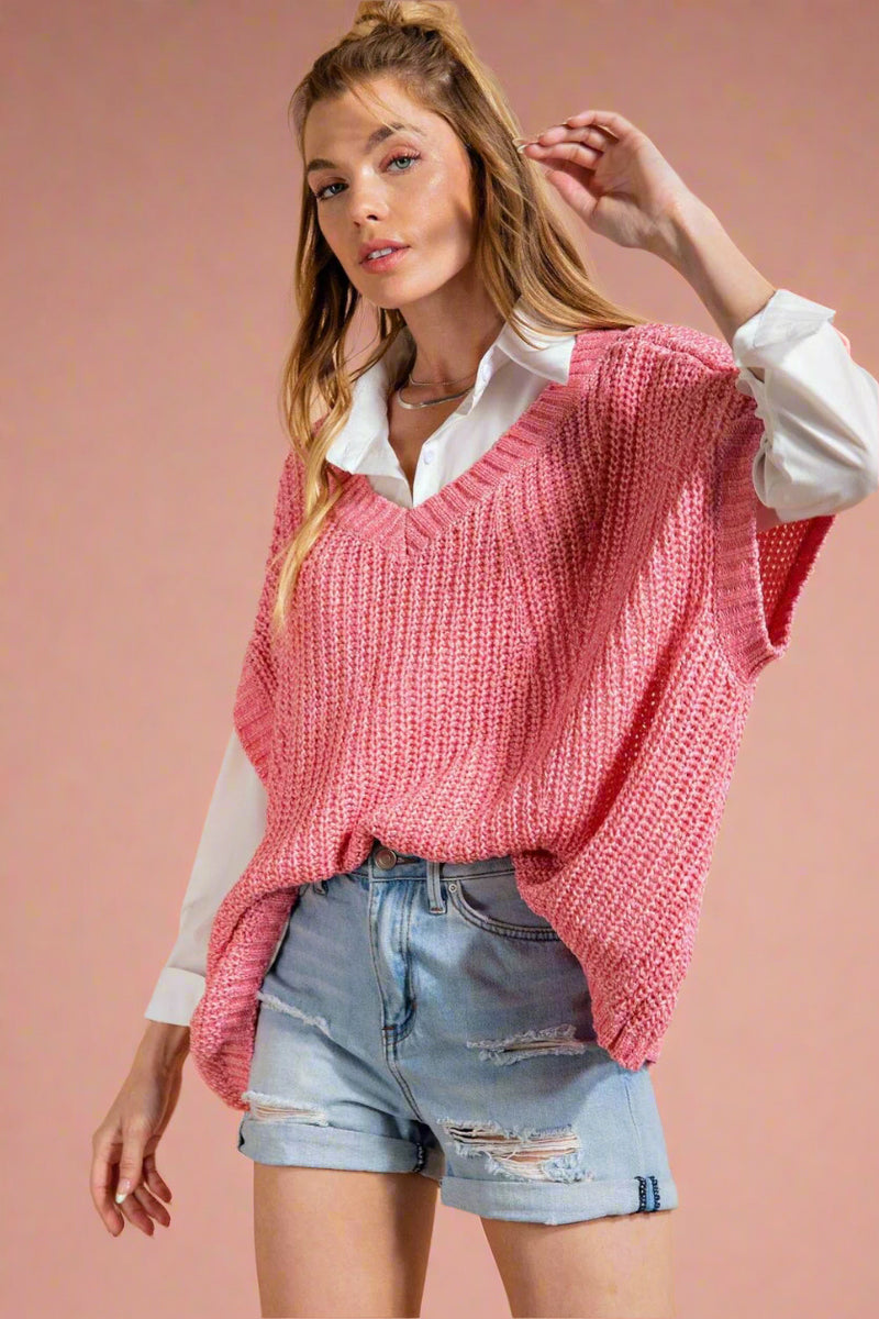 Oversized Boxy Sweater - Pink