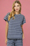 Geometric Boxy Top - Navy