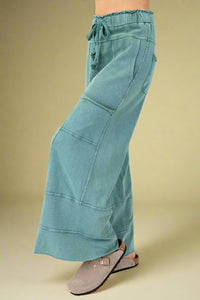 Relaxed Elastic Waist Pants Teal